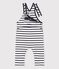Babies' Organic Long Jersey Dungarees MARSHMALLOW white/SMOKING blue