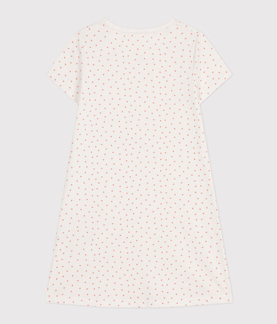 Children's Small Heart Motif Cotton Nightdress MARSHMALLOW white/PAPAYE