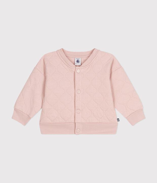 Babies' Quilted Tube Knit Baseball Jacket pink