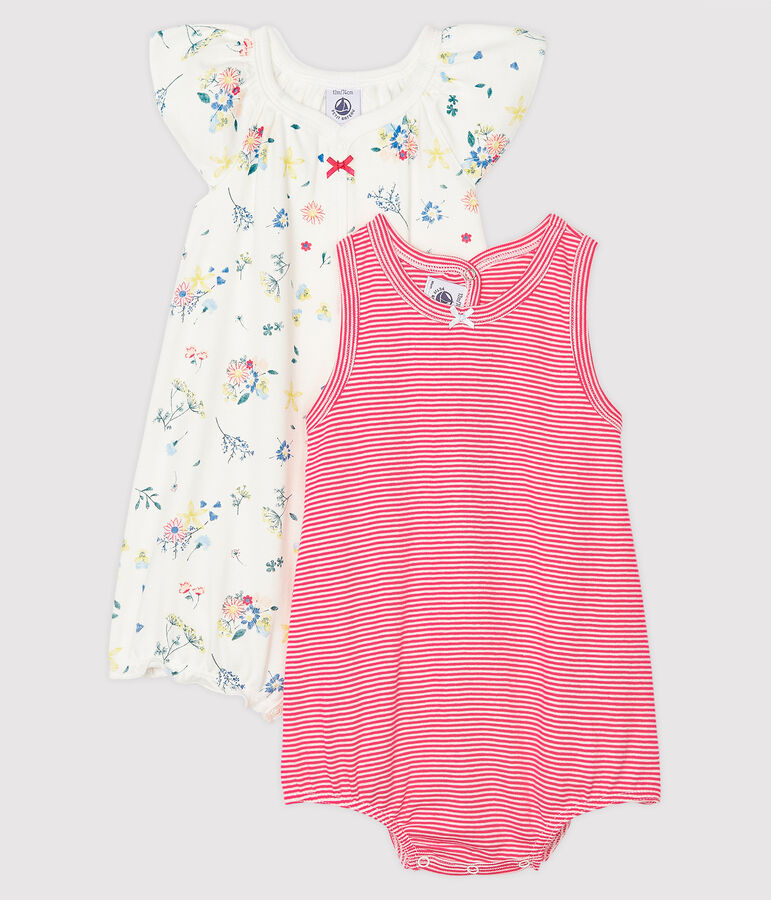 Baby Girls' Ribbed Playsuit - 2-Pack multicolor