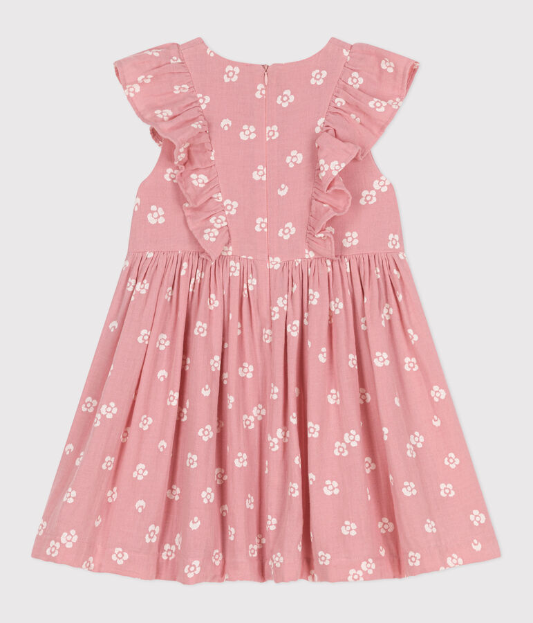 Children's sleeveless floral cotton dress pink/white