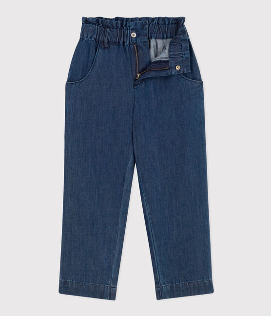 Girls' Lightweight Straight-Fit Denim Trousers DENIM blue
