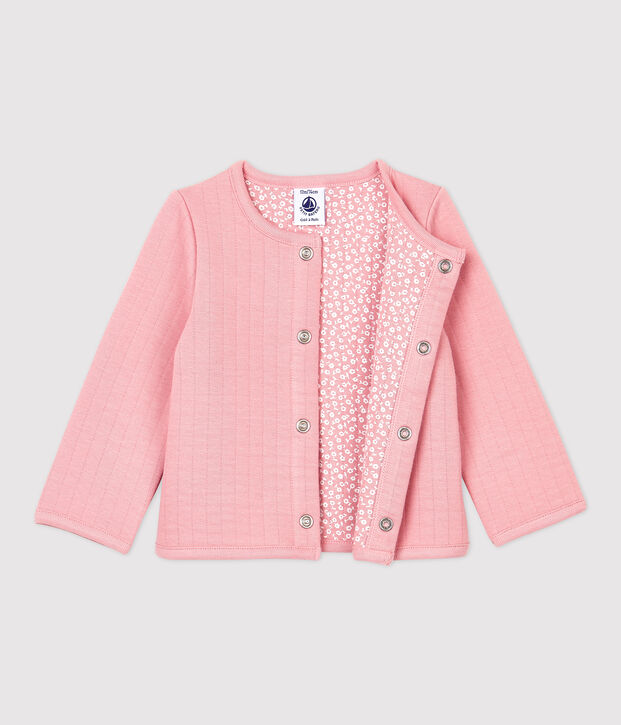 Babies' Quilted Tube Knit Cardigan pink