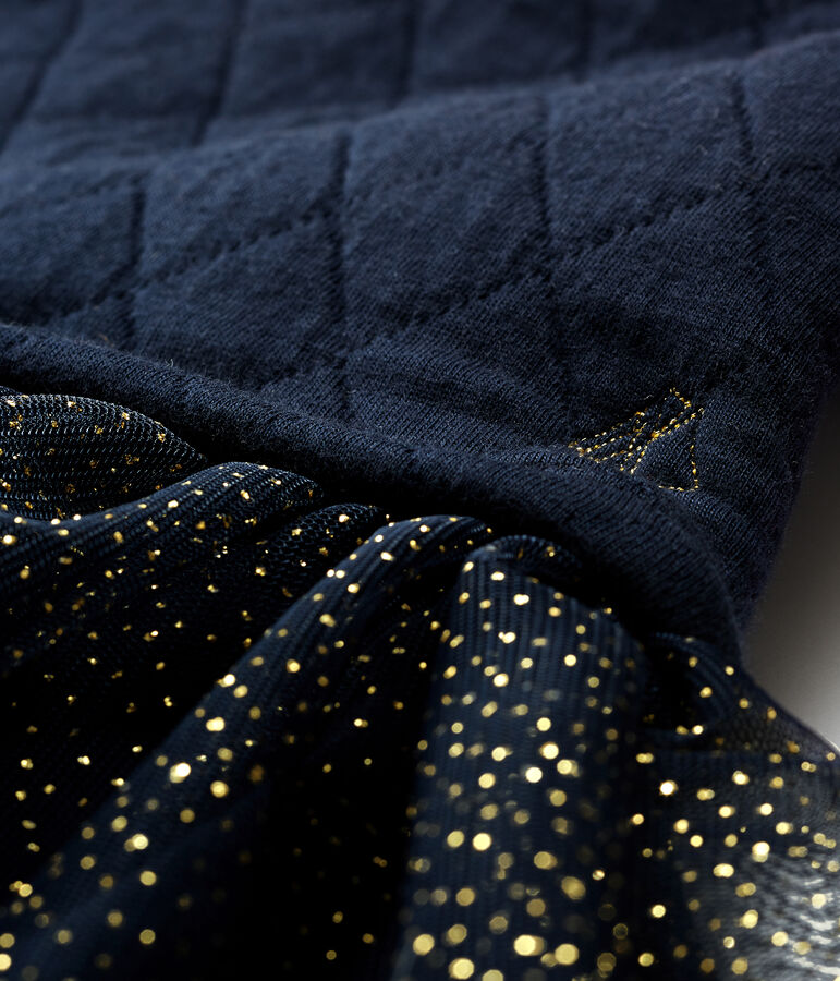 Baby Girls' Long-Sleeved Dual Material Dress blue