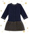 Baby girl's sailor stripe dual fabric dress SMOKING blue/DORE yellow