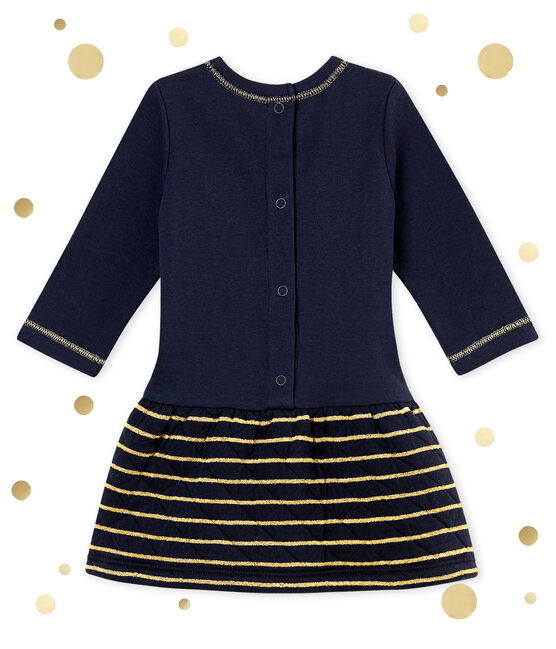 Baby girl's sailor stripe dual fabric dress SMOKING blue/DORE yellow