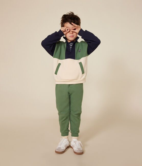 Little boys' shawl collar fleece sweatshirt AVALANCHE white/MULTICO