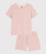 Girls' Plain Openwork Cotton Short Pyjamas