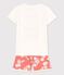 Girls' Pink Hawaiian Cotton Short Pyjamas MARSHMALLOW white/PAPAYE
