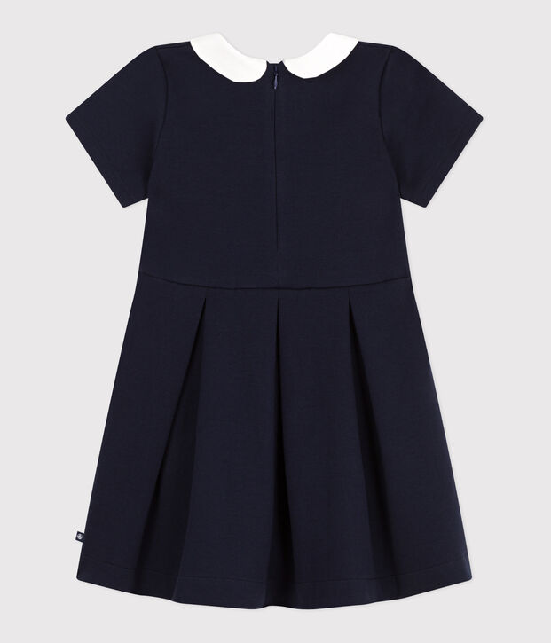 Children's short-sleeved plain cotton dress blue