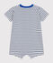 Babies' fine jersey playsuit MARSHMALLOW white/MEDIEVAL blue