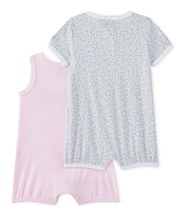 Set of 2 baby girl's rompers white
