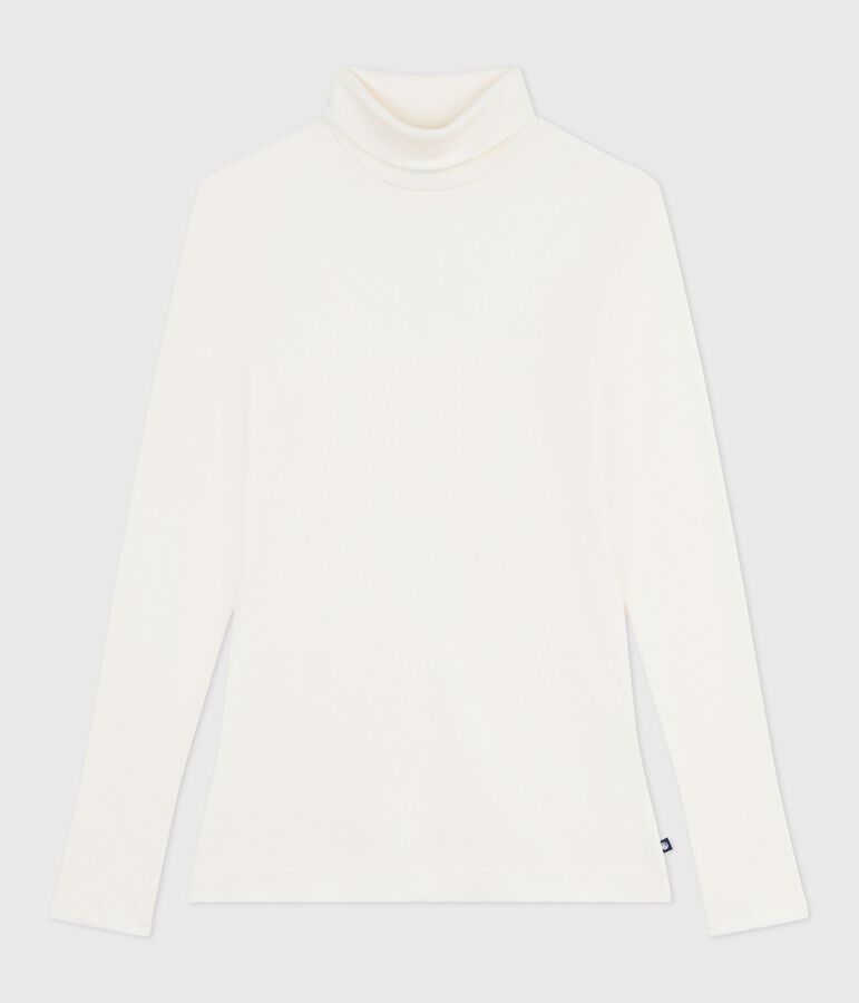 The Iconic rollneck for women in wool and cotton Ecru