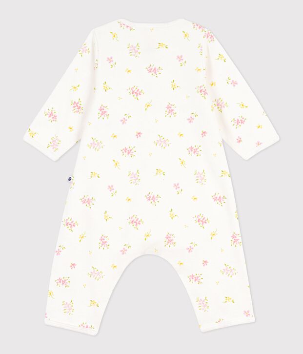 Babies' footless floral-print cotton bodyjamas white/multicolor