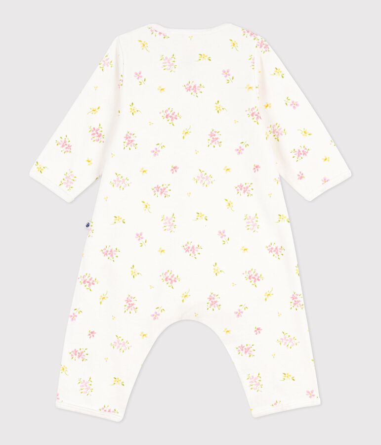 Babies' footless floral-print cotton bodyjamas MARSHMALLOW white/MULTICO white