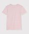 Women's short-sleeved stripy cotton T-shirt white/red