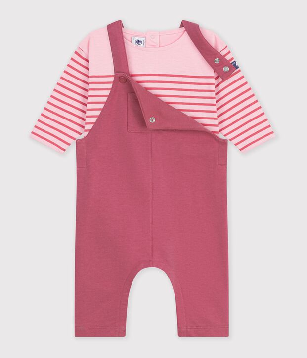 Babies' cotton gift set: T-shirt and dungarees multicolor