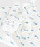 Babies' whale-print cotton comforter MARSHMALLOW /ADRIATIC
