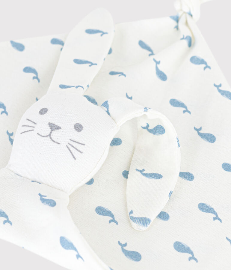 Babies' whale-print cotton comforter white/blue