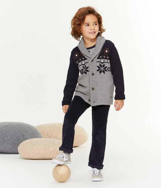 Boys' Knit Cardigan SUBWAY grey/SMOKING blue/CUIVRE