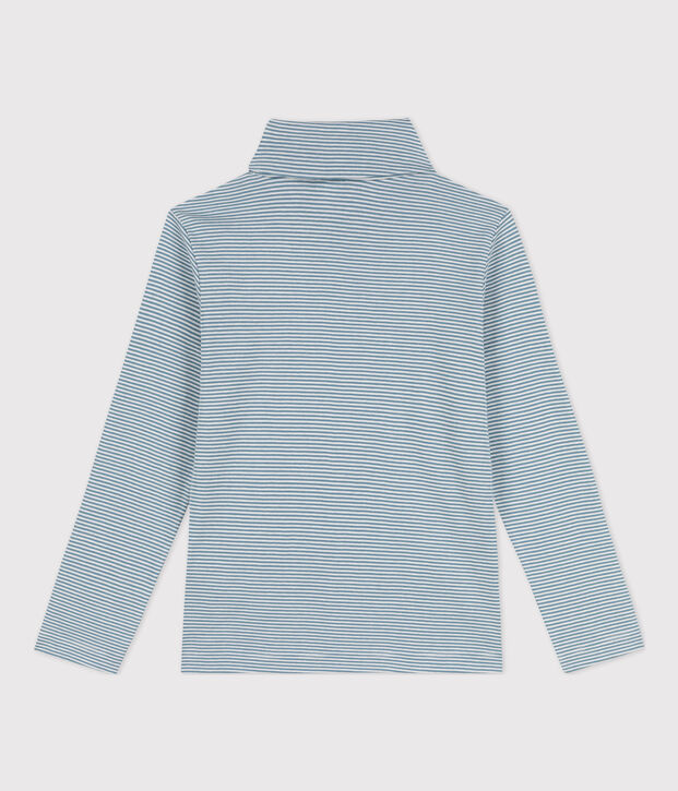 Children's Unisex Stripy Cotton Polo Neck blue/white