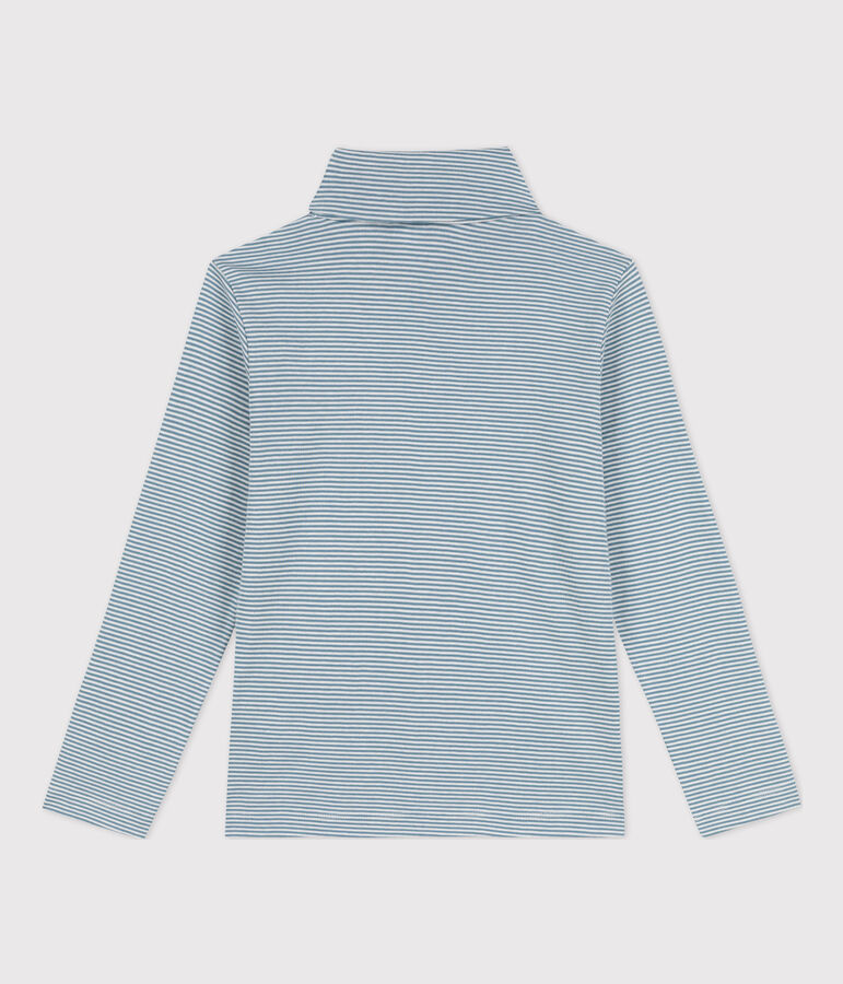Children's Unisex Stripy Cotton Polo Neck blue/white