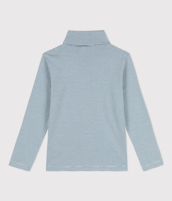 Children's Unisex Stripy Cotton Polo Neck ROVER blue/MARSHMALLOW white