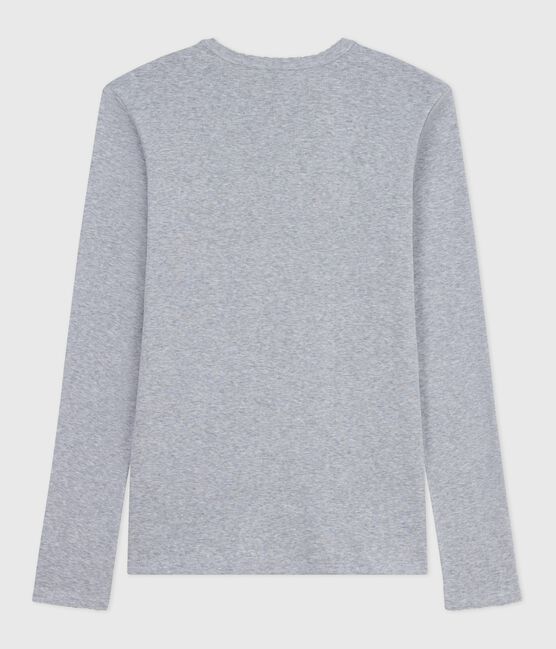 Women's Iconic long-sleeved cotton cocotte stitch T-shirt FUMEE CHINE grey
