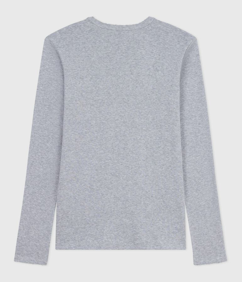 Women's Iconic long-sleeved cotton cocotte stitch T-shirt grey