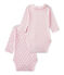 Set of 2 newborn baby girls' long-sleeved bodysuits LOT white