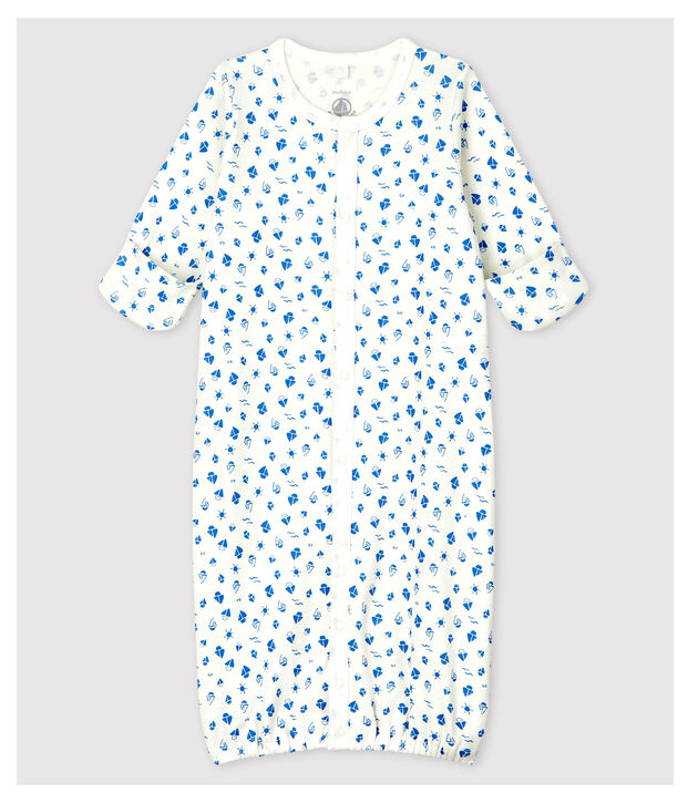 Babies' Starry Organic Cotton Jumpsuit/Sleeping Bag white/grey