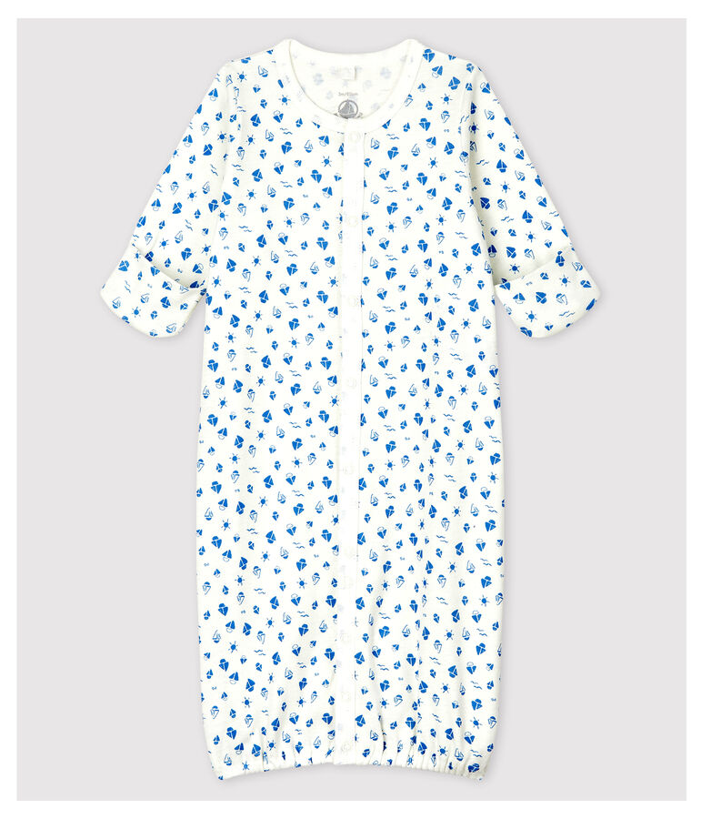 Babies' Starry Organic Cotton Jumpsuit/Sleeping Bag white/grey