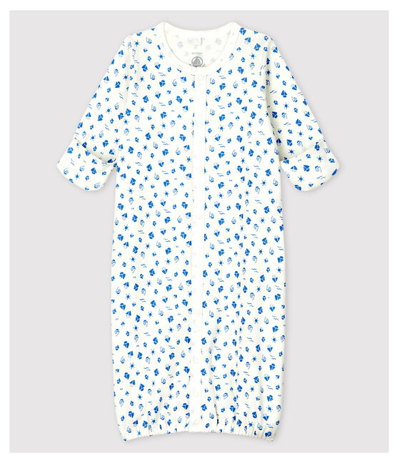 Babies' Cherry Pattern Organic Cotton Jumpsuit/Sleeping Bag MARSHMALLOW white/GRIS grey