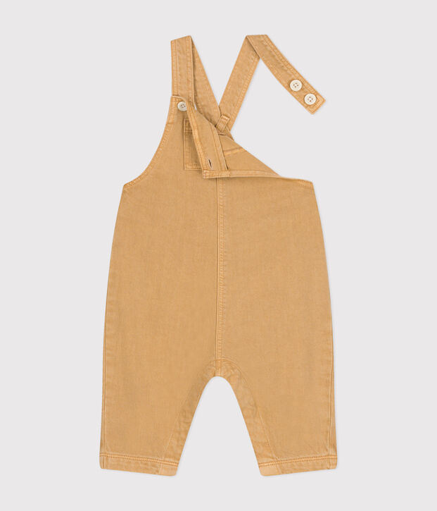 Babies' long coloured denim dungarees beige