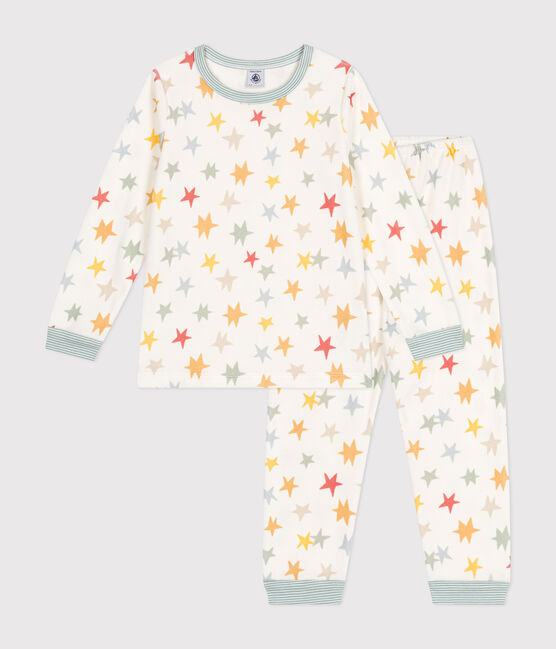 Children's star print velour pyjamas. MARSHMALLOW white/MULTICO white