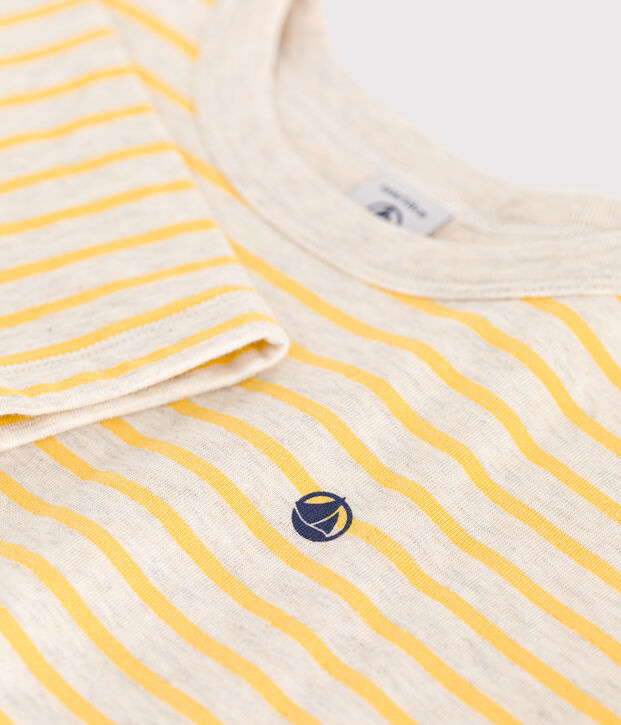 Boys' long-sleeved tube knit T-shirt beige/yellow