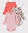 Pack of babies' long-sleeved bodies in cotton printed with flowers multicolor