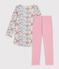 Children's nightdress and leggings in floral tube knit fabric pink/multicolor