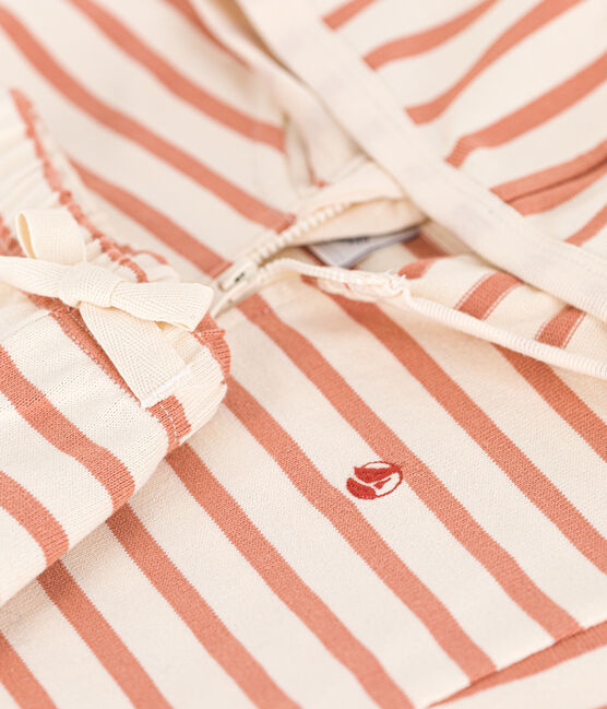 Babies' Thick Stripy Jersey Breton Outfit AVALANCHE pink/SIENNA white