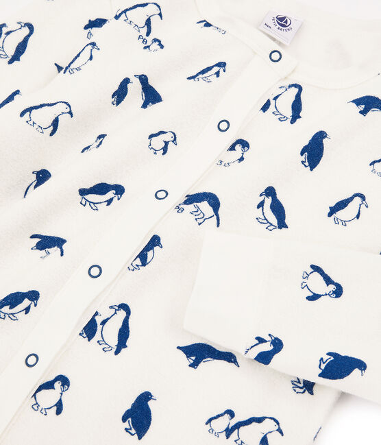 Unisex Pyjamas in Extra Warm Brushed Terry Towelling MARSHMALLOW white/MAJOR blue