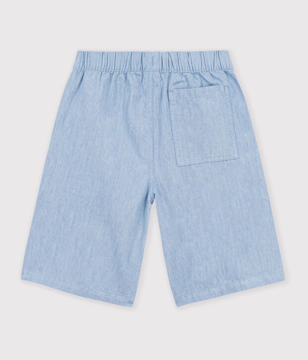 Children's Bermuda shorts in plain cotton blue