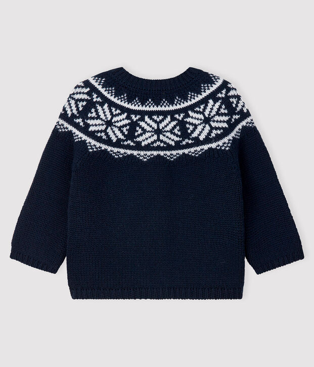 Baby's cardigan in 100% wool blue/white