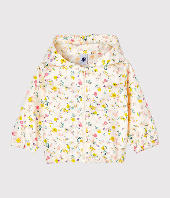 Unisex print windbreaker for babies MARSHMALLOW white/ROSE pink/MULTICO