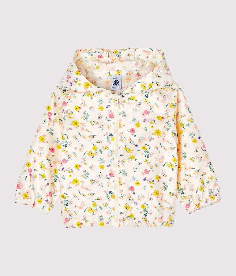 Unisex print windbreaker for babies MARSHMALLOW white/ROSE pink/MULTICO
