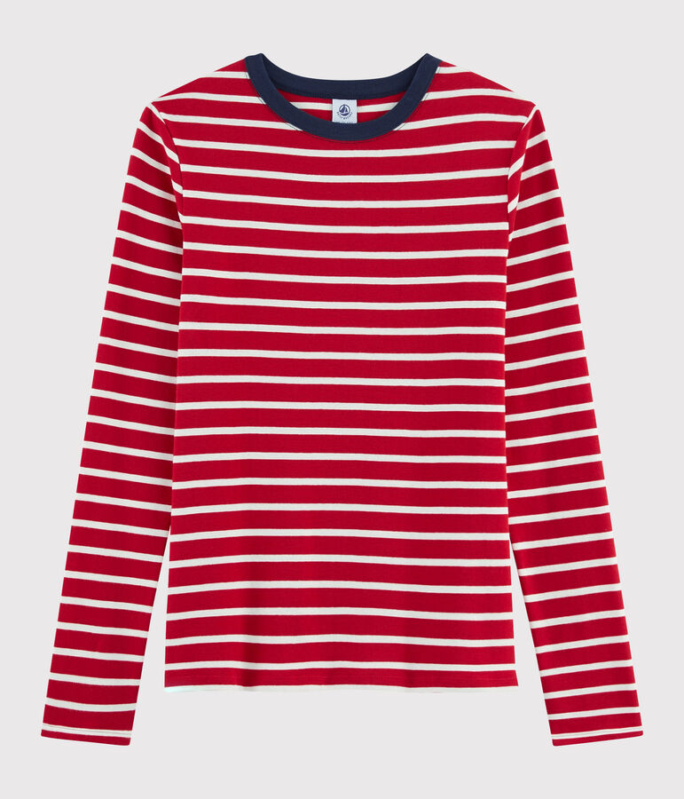 Women's iconic round neck T-shirt TERKUIT red/MARSHMALLOW white