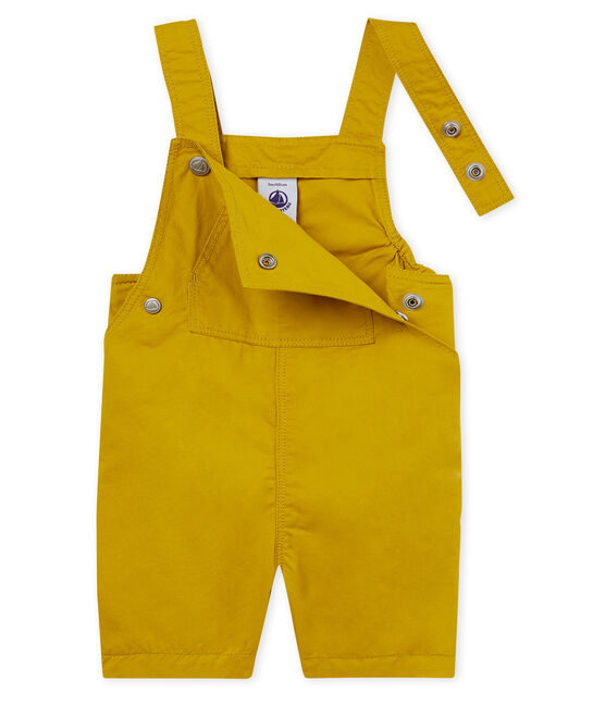 Baby boys' short twill dungarees BAMBOO green