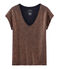 Women's iridescent linen short-sleeved t-shirt SMOKING blue/COPPER pink