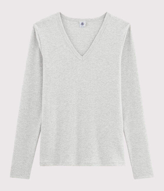 Women's Iconic V-Neck Cotton T-Shirt BELUGA CHINE grey