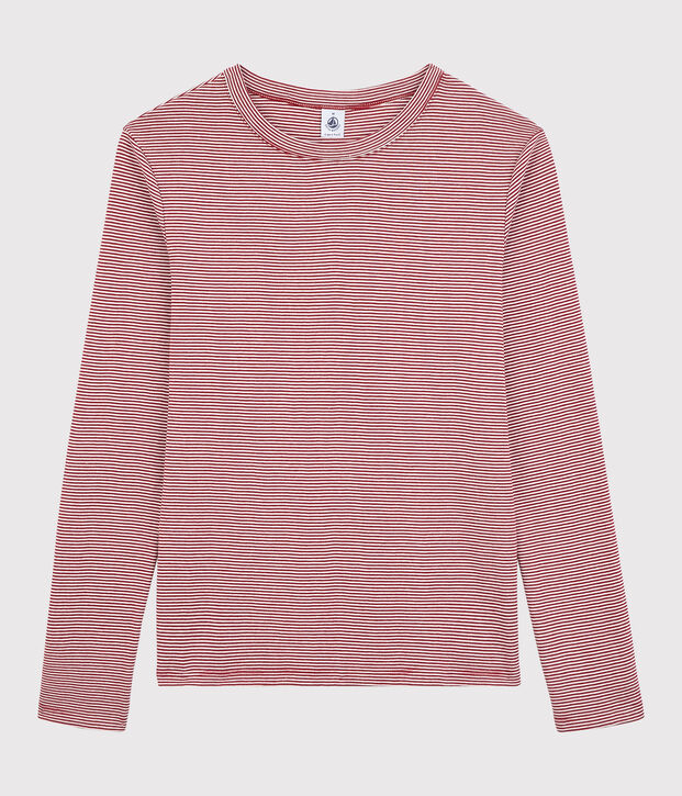 Women's Iconic Round-Neck Striped Cotton T-Shirt red/white