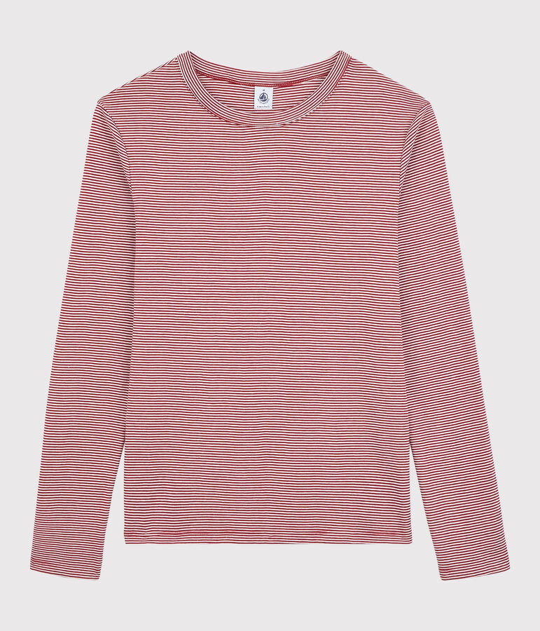 Women's Iconic Round-Neck Striped Cotton T-Shirt red/white